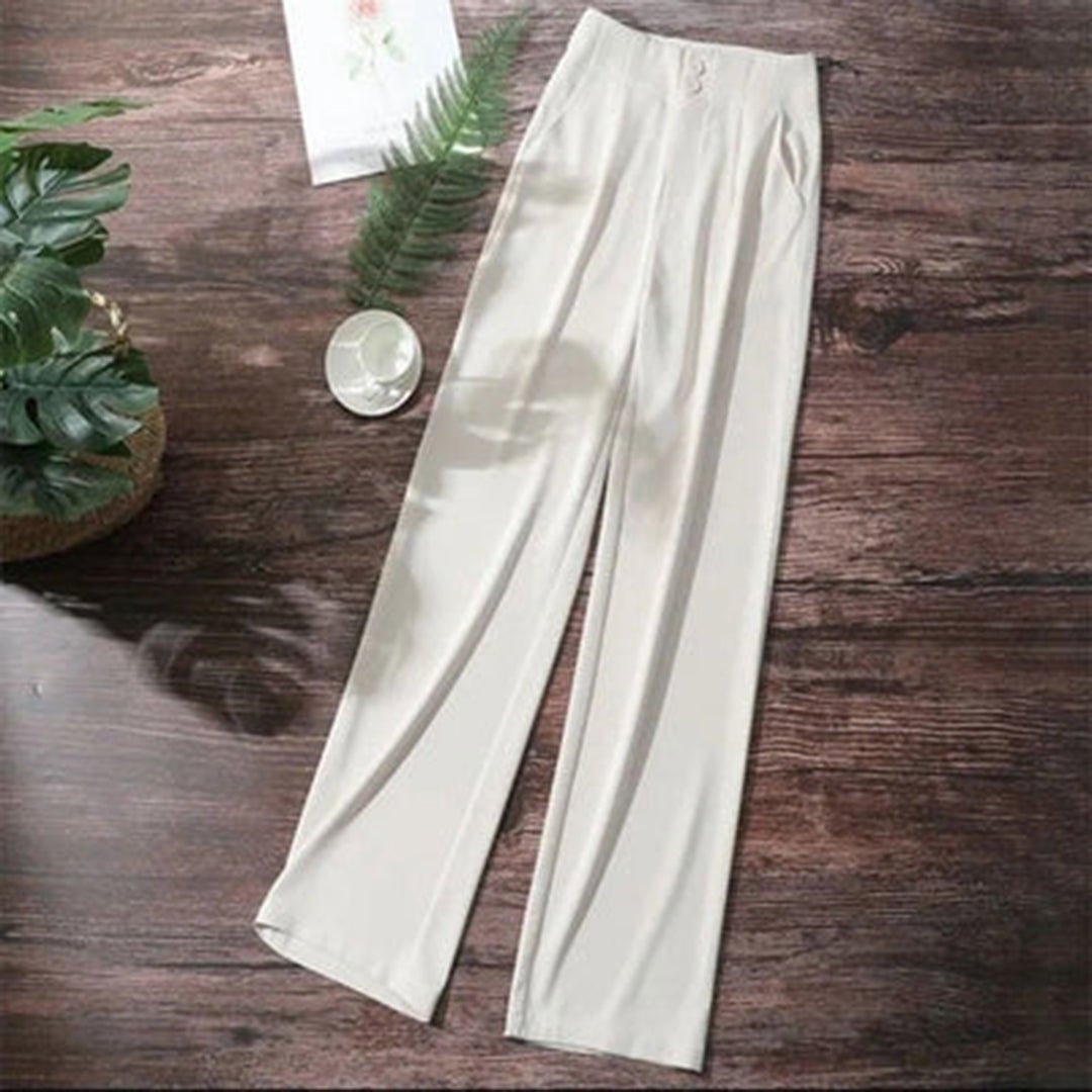 Pantalones Anchos Mujer de Lino Talle Alto Transpirables