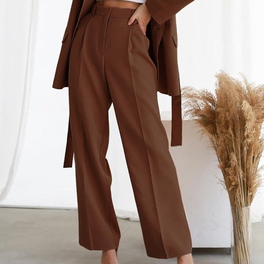 Pantalones Lino Mujer Talle Alto Anchos con Pliegues Elegantes