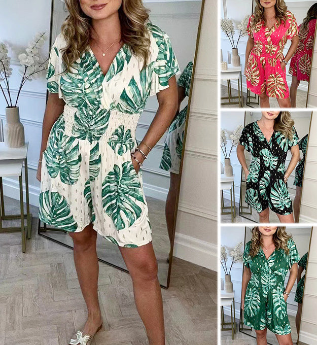 Vestido Veraniego Mujer Estampado Palmeras Corte Relajado