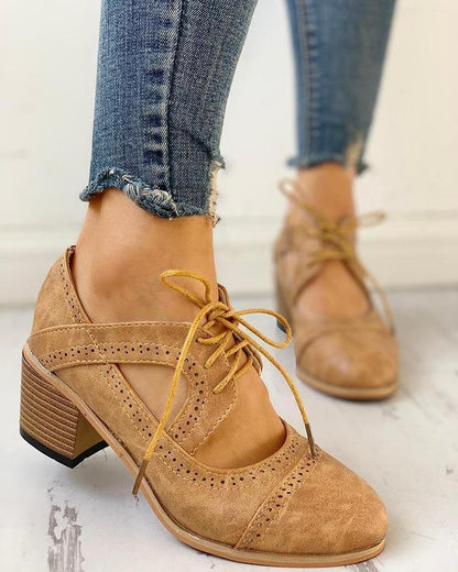 Zapatos de tacón mujer con cordones estilo t