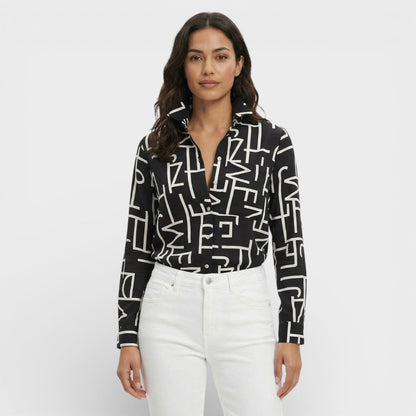 Blusa Mujer Estampada Manga Larga Cuello Clasico