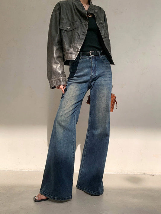 Pantalones Vaqueros Mujer Cintura Alta Corte Amplio - Mavetta