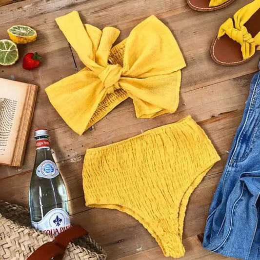 Bikini Mujer Bandeau con Lazo Frontal Braguita Alta - Mavetta