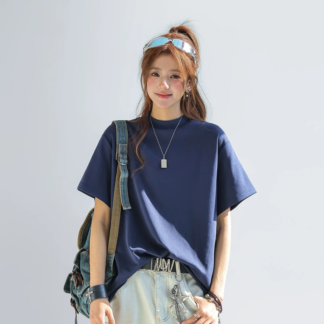 Camiseta Mujer Algodón Manga Corta Corte Holgado Oversize