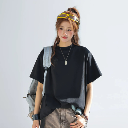 Camiseta Mujer Algodón Manga Corta Corte Holgado Oversize