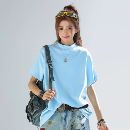 Camiseta Mujer Algodón Manga Corta Corte Holgado Oversize