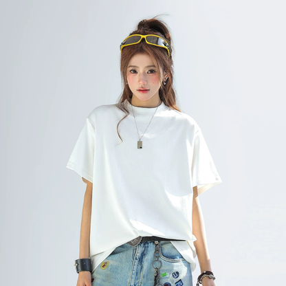 Camiseta Mujer Algodón Manga Corta Corte Holgado Oversize