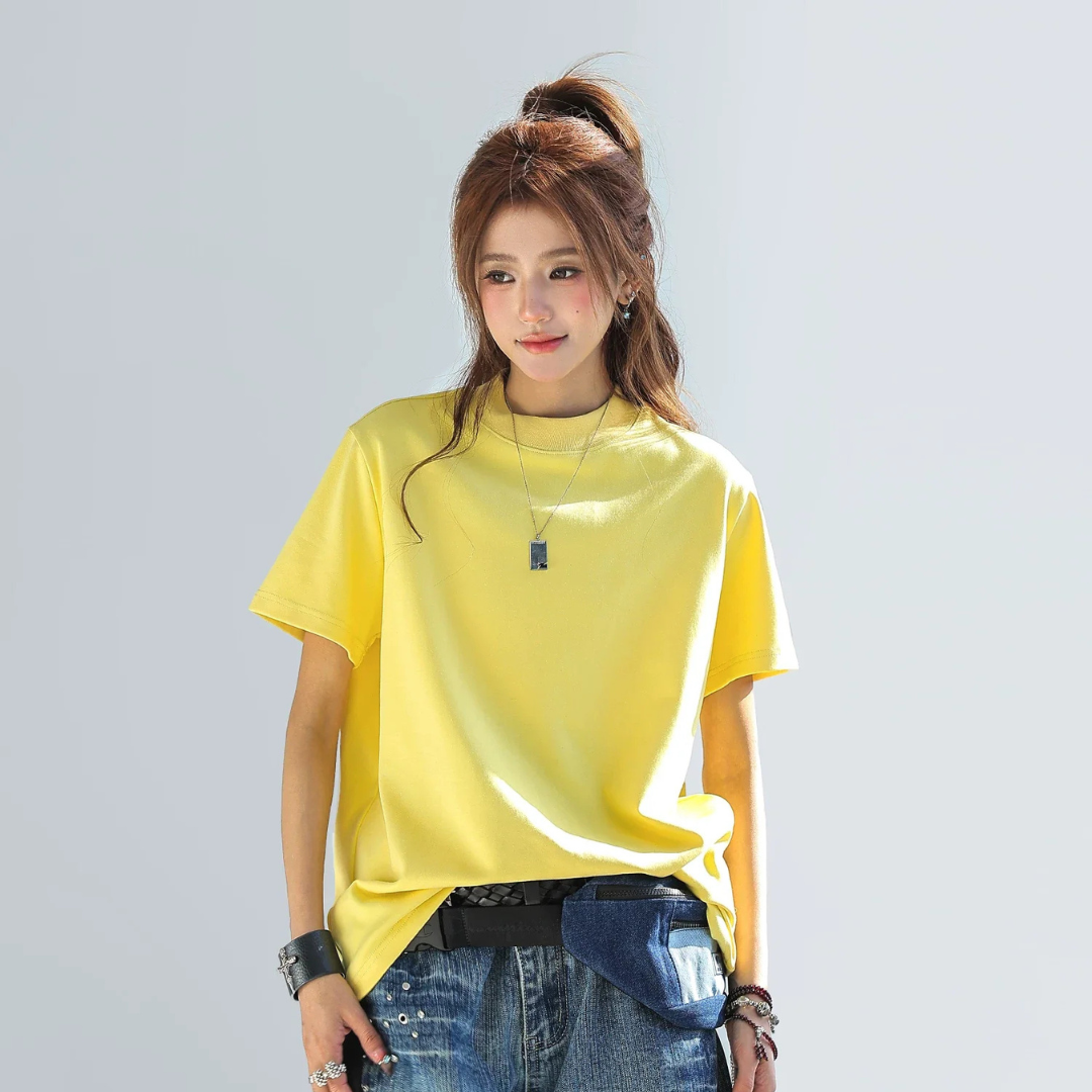 Camiseta Mujer Algodón Manga Corta Corte Holgado Oversize