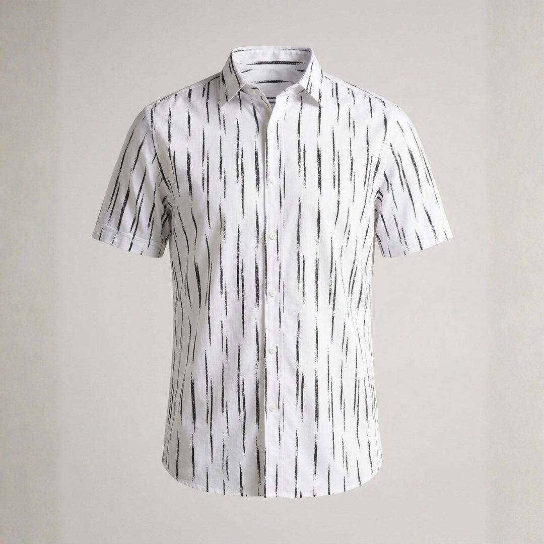 Camisa Hombre Manga Corta Estampada Cuello Solapa Veraniega - Mavetta