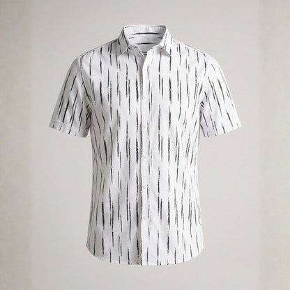 Camisa Hombre Manga Corta Estampada Cuello Solapa Veraniega - Mavetta