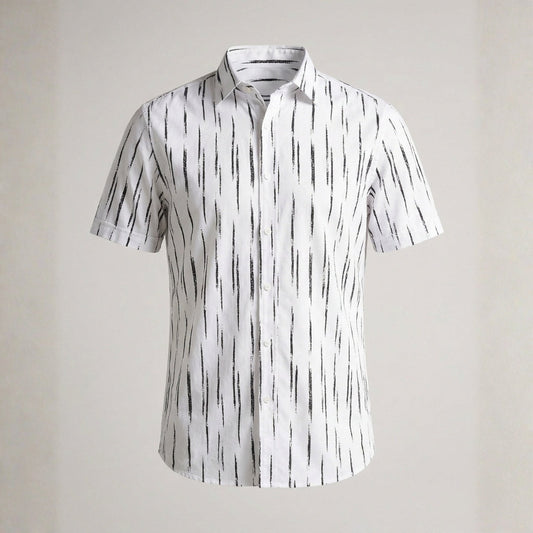 Camisa Hombre Manga Corta Estampada Cuello Solapa Veraniega - Mavetta
