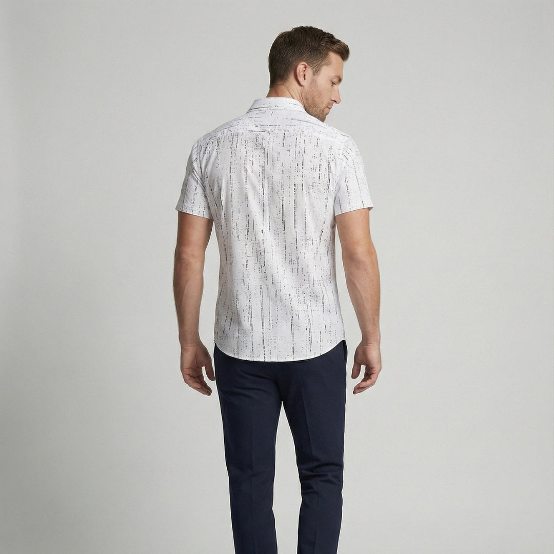 Camisa Hombre Manga Corta Estampada Cuello Solapa Veraniega