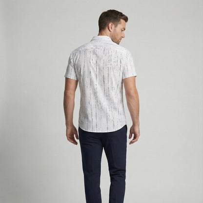 Camisa Hombre Manga Corta Estampada Cuello Solapa Veraniega
