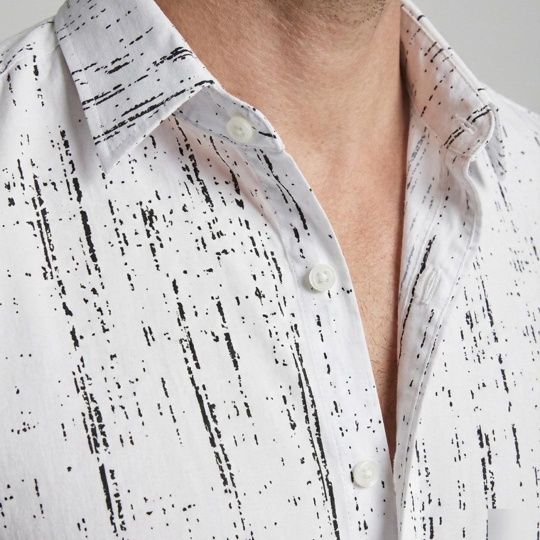 Camisa Hombre Manga Corta Estampada Cuello Solapa Veraniega