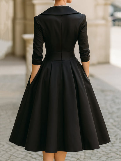 Vestido midi mujer cruzado escote en V primaveral elegante