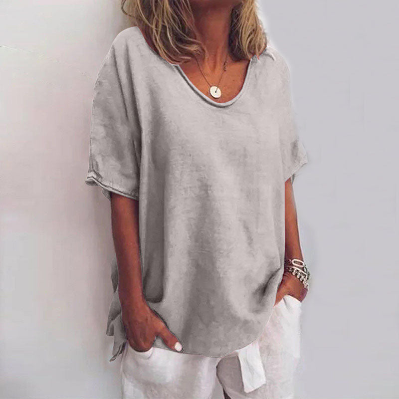 Camiseta Mujer Algodón Corte Holgado Cuello Redondo - Mavetta