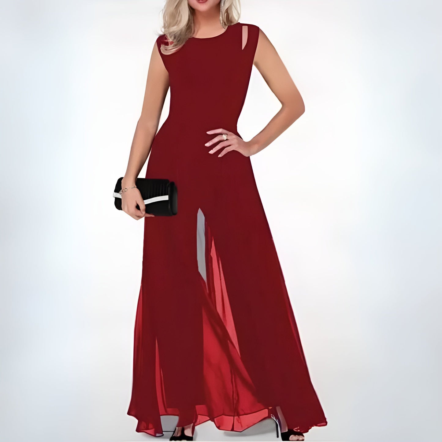 Vestido Noche Mujer con Hombros Descubiertos y Corte Entallado