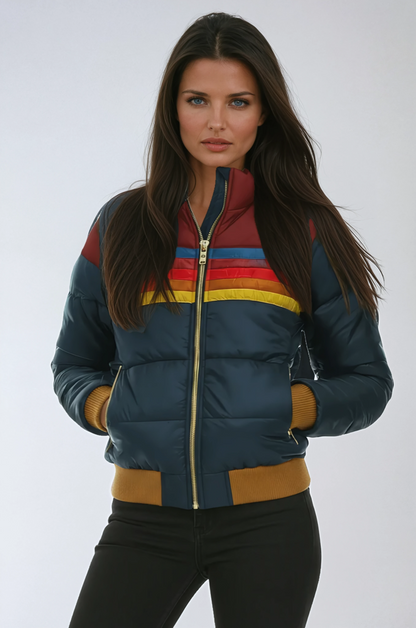 Abrigo Acolchado Mujer Puffer Invierno Diseño Retro
