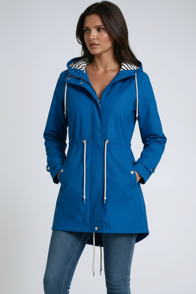 Chaqueta parka mujer impermeable con capucha ajustada