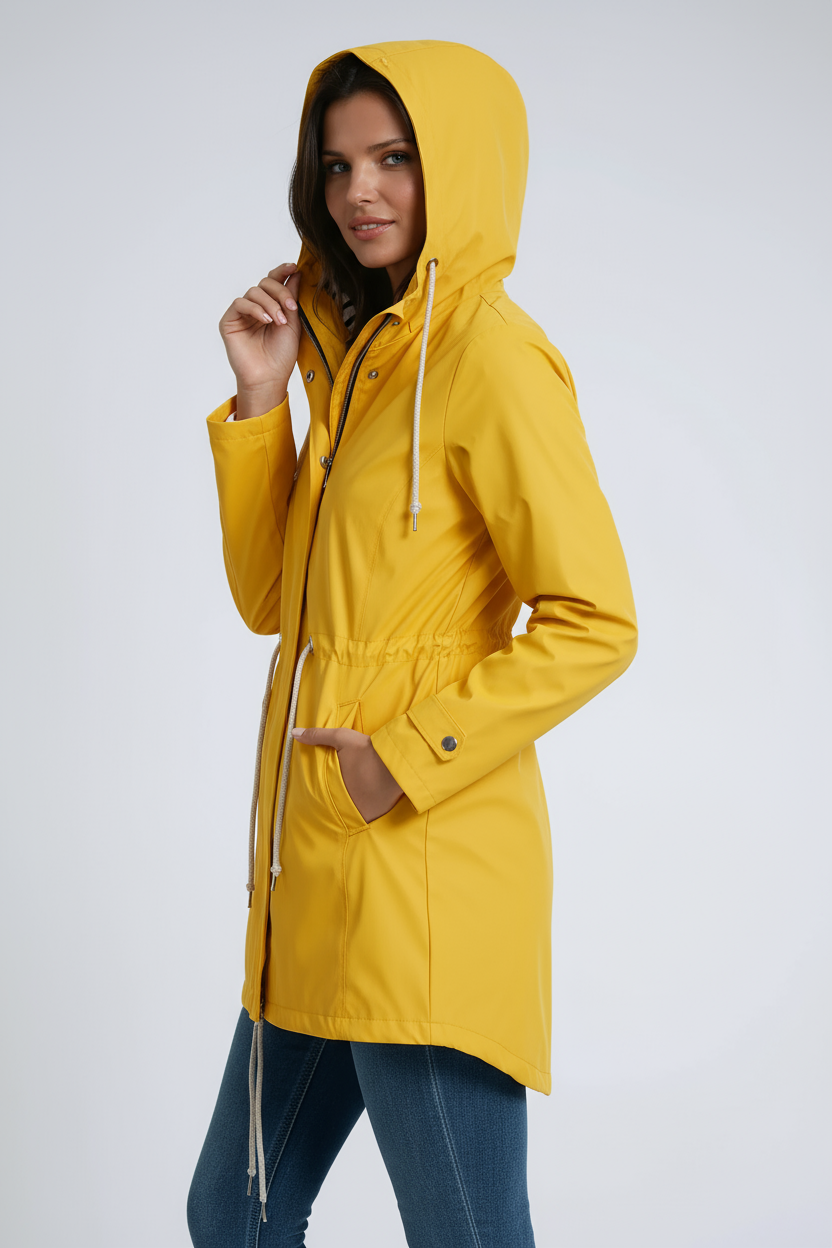 Chaqueta parka mujer impermeable con capucha ajustada
