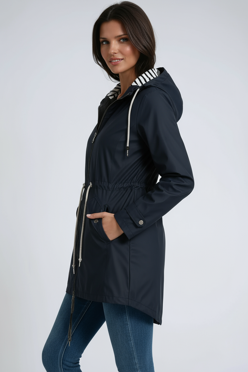 Chaqueta parka mujer impermeable con capucha ajustada