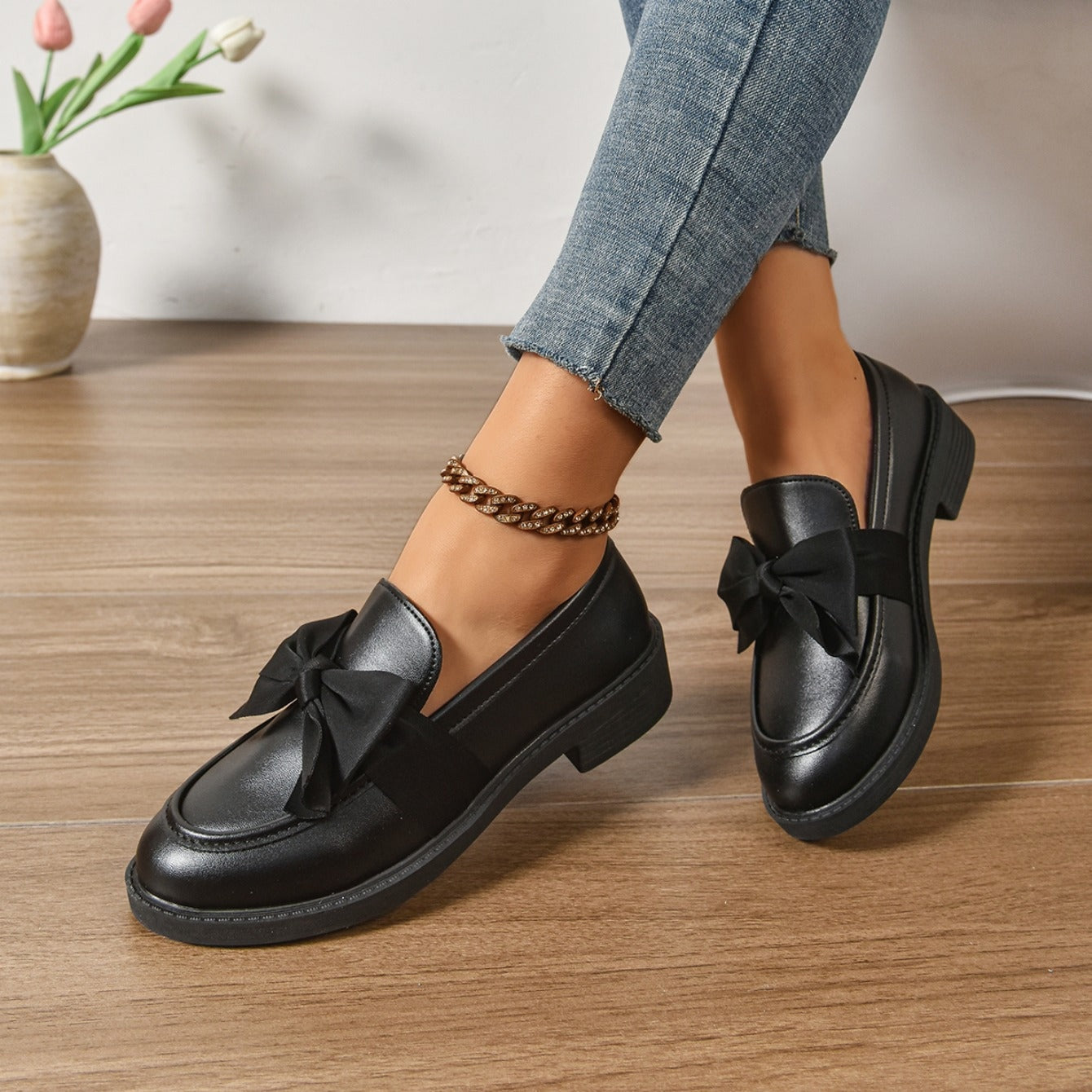 Mocasines Mujer Plataforma con Lazo