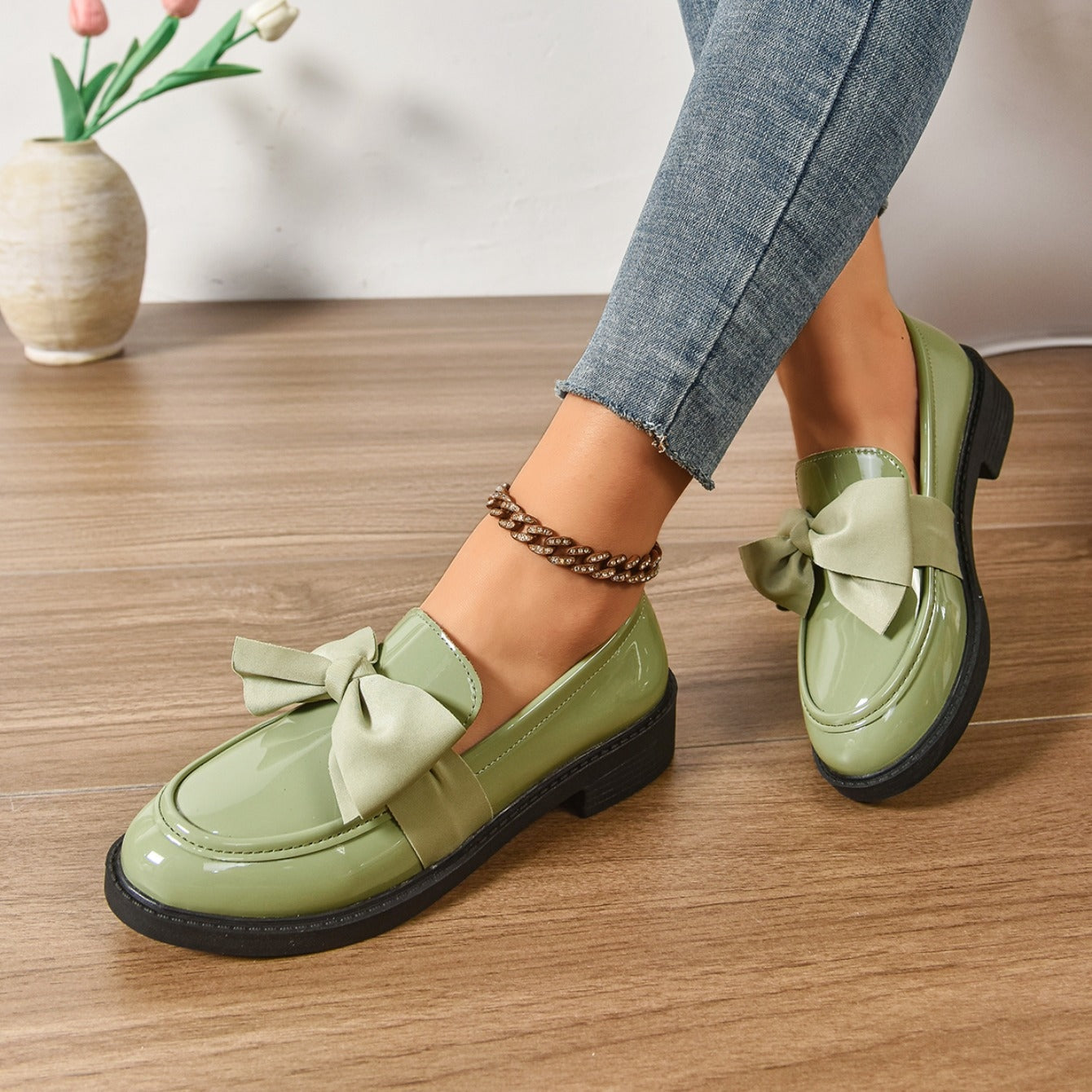 Mocasines Mujer Plataforma con Lazo