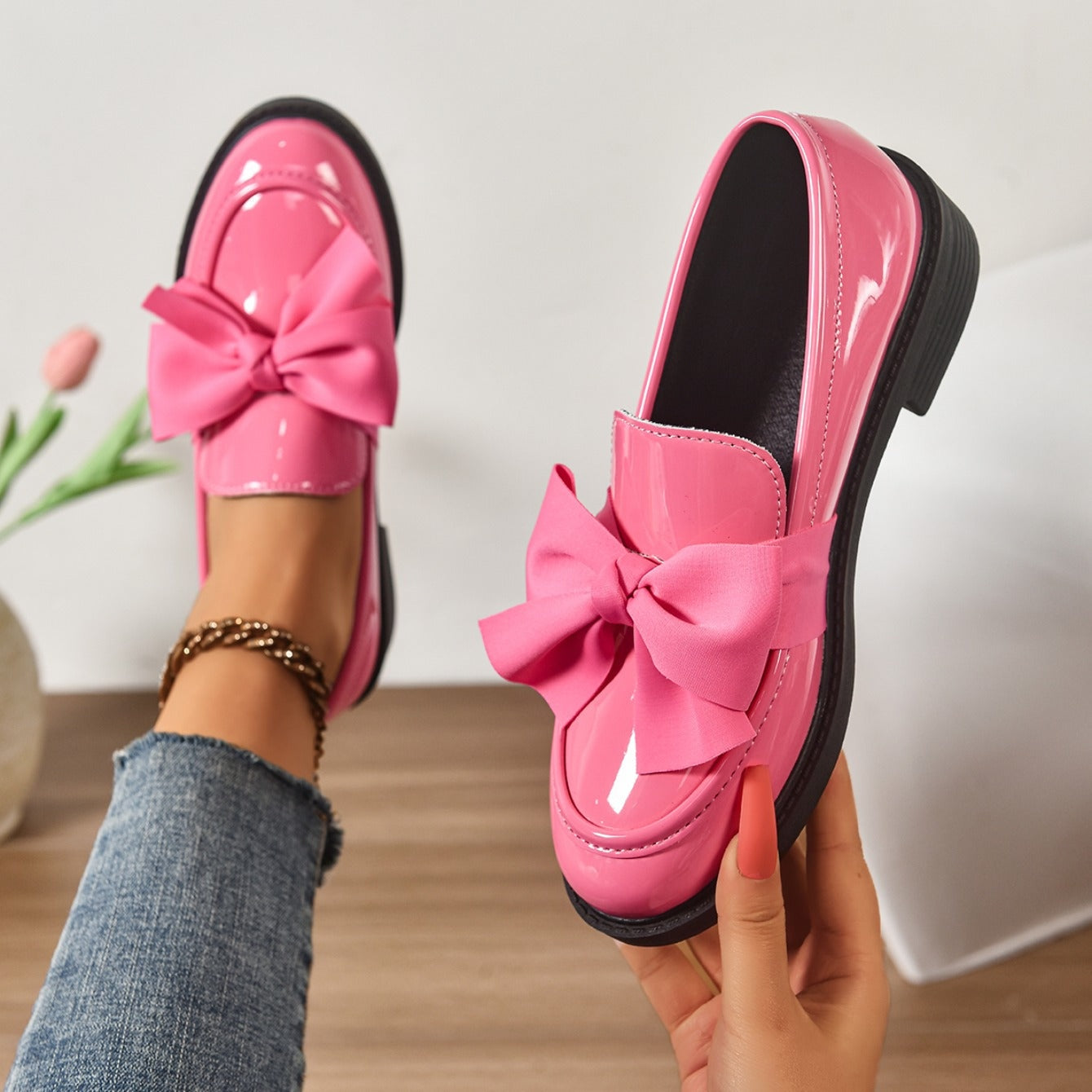 Mocasines Mujer Plataforma con Lazo