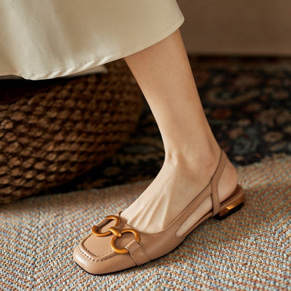 Sandalias Planas Mujer Slingback con Hebilla