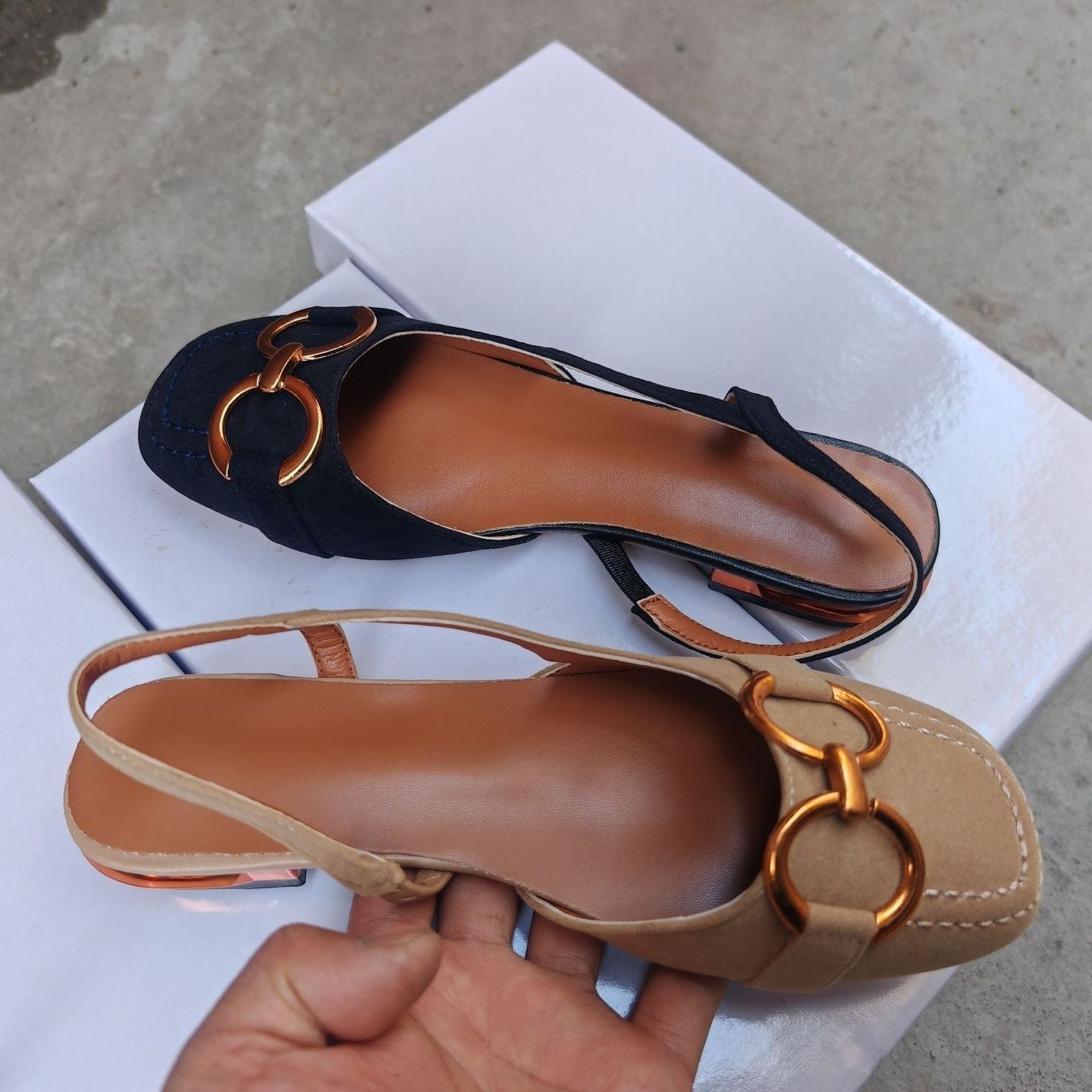Sandalias Planas Mujer Slingback con Hebilla
