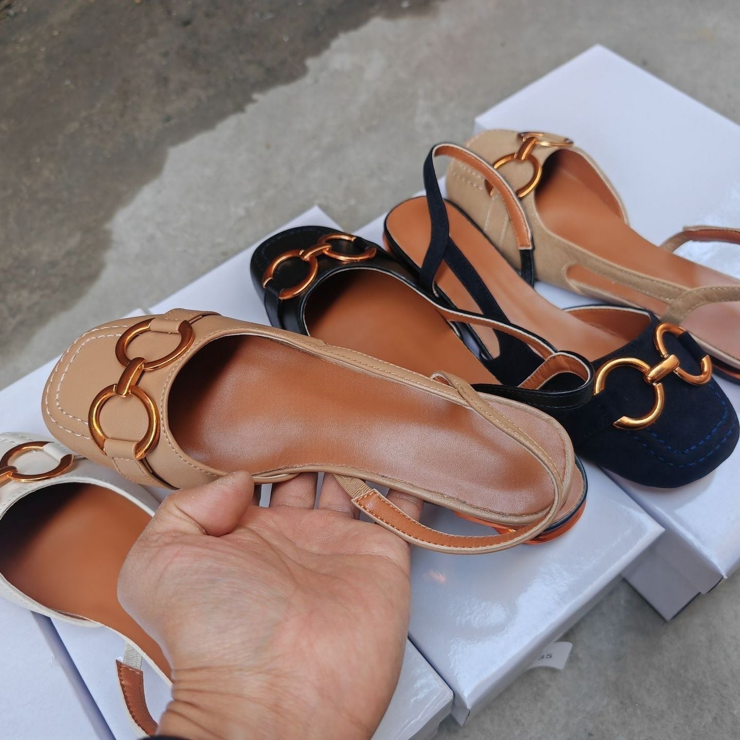 Sandalias Planas Mujer Slingback con Hebilla