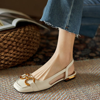 Sandalias Planas Mujer Slingback con Hebilla