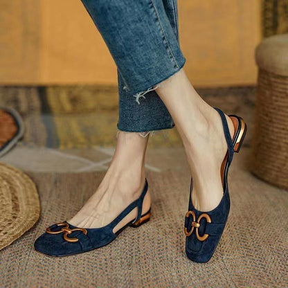 Sandalias Planas Mujer Slingback con Hebilla