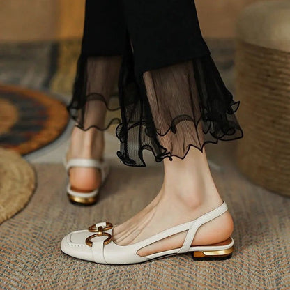 Sandalias Planas Mujer Slingback con Hebilla