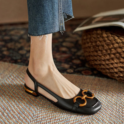 Sandalias Planas Mujer Slingback con Hebilla