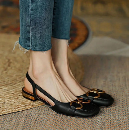 Sandalias Planas Mujer Slingback con Hebilla