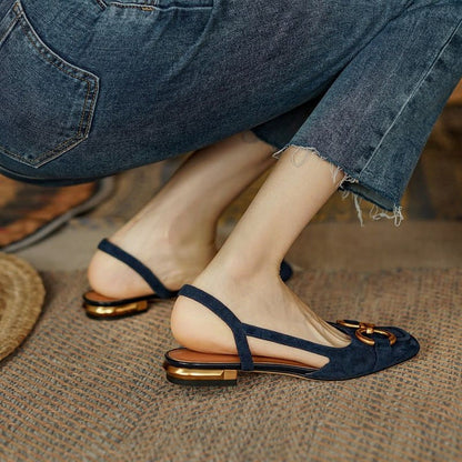 Sandalias Planas Mujer Slingback con Hebilla