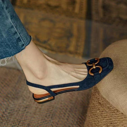 Sandalias Planas Mujer Slingback con Hebilla
