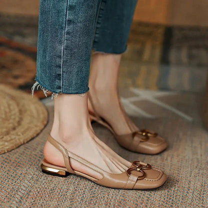 Sandalias Planas Mujer Slingback con Hebilla