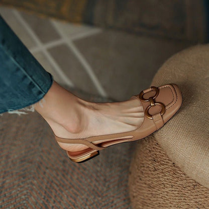 Sandalias Planas Mujer Slingback con Hebilla