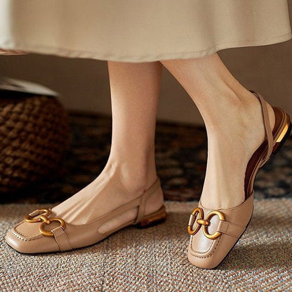 Sandalias Planas Mujer Slingback con Hebilla