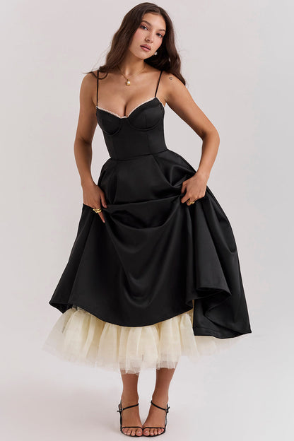 Vestido Midi Mujer Cocktail Elegante Ajuste Clásico