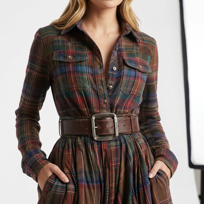 Vestido Camisero Mujer de Algodón Estilo Otoño