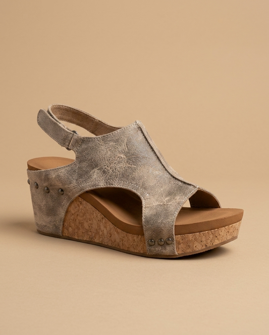 Sandalias Mujer Cuña Corcho Cuero Envejecido - Mavetta
