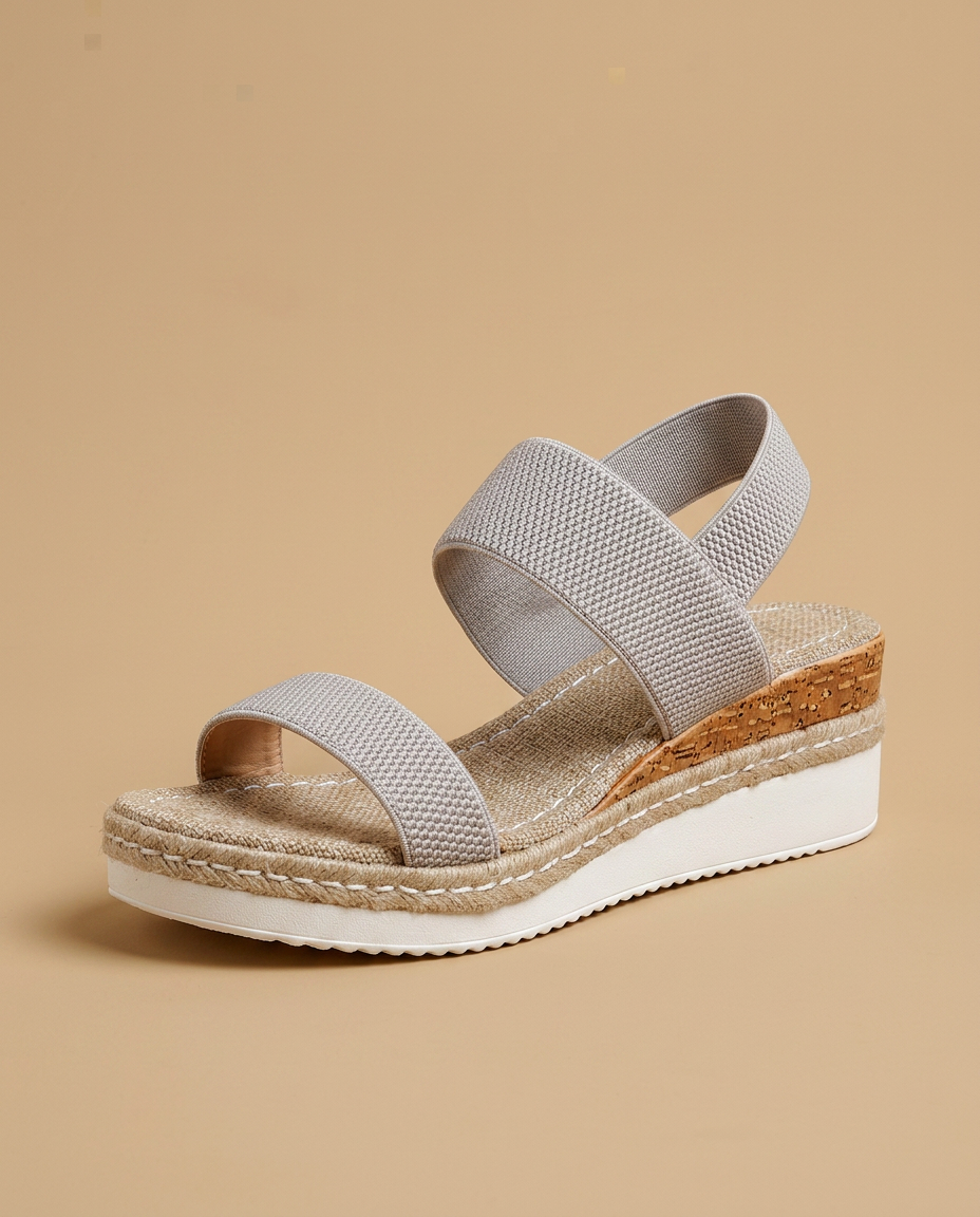 Sandalias Plataforma Mujer de Espadrille y Punto Elástico