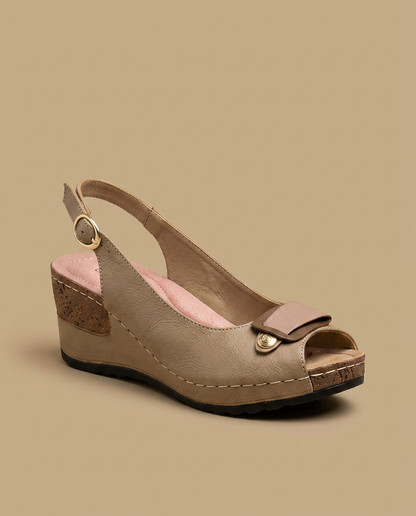 Sandalias Cuña Mujer Corcho Peep Toe Lazo - Mavetta