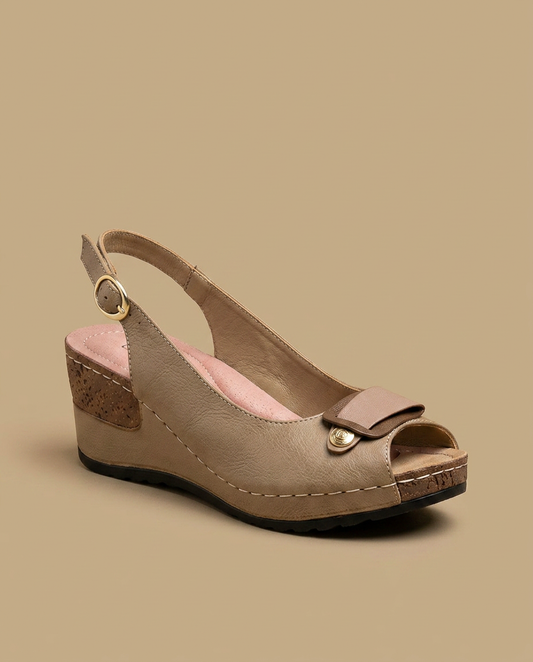 Sandalias Cuña Mujer Corcho Peep Toe Lazo - Mavetta