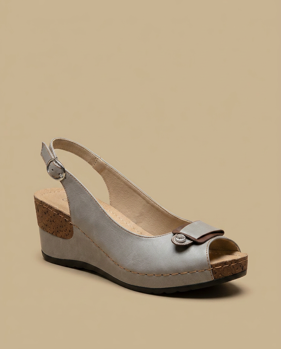 Sandalias Cuña Mujer Corcho Peep Toe Lazo