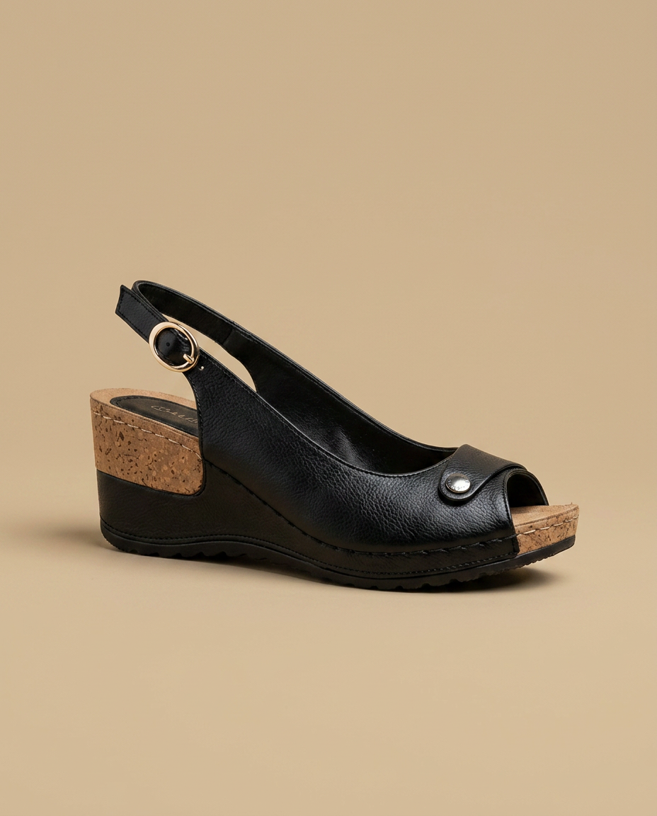 Sandalias Cuña Mujer Corcho Peep Toe Lazo