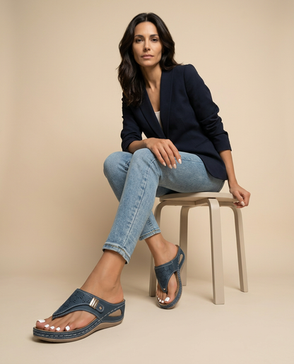 Sandalias Cuña Mujer Ortopédicas Calado Thong